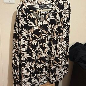 Lane Bryant Long Sleeve tie at neck and elastic at wrist dress shirt size 28 NWT